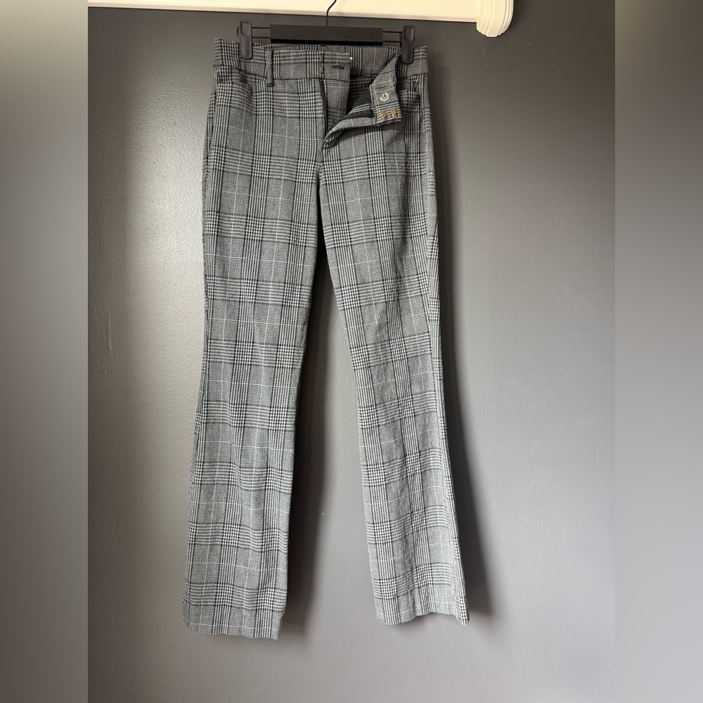 Old Navy Black and White Plaid Pixie Flare Pants